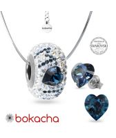 Комплект бижута БЕЗЦЕННА ЛЮБОВ с талисман Swarovski® PAVE BEADS, Montana, Син, Колие и Обеци, Код PR S679