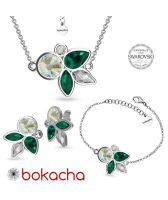 Бижута DIVNA с кристали Swarovski®, Multi / Emerald, Зелен цвят, Комплект Колие, Обеци и Гривна, Код PR S665-3