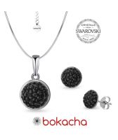 Комплект бижута с кристали SWAROVSKI® PAVE PURE, HEM - Черен цвят, Колие и Обеци, Код PR S707