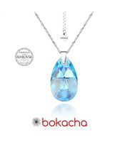 Колие с кристали Swarovski® BIG PEAR DROP 22мм Aquamarine AB - Светло син, Код PRFNL N110