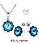 Бижута декорирани със SWAROVSKI® JELLY FISH Bermuda Blue BBL, Син, Колие и Обеци, (14 и 10 мм) Код PR S587