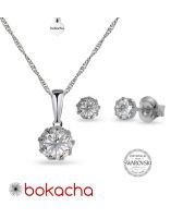 Бижута  с кристали Swarovski® CHATON 9 и 4 мм, Crystal - Бял цвят, Колие и Обеци, Код PR S618