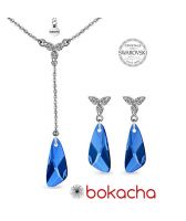 Бижута PASSION Swarovski®  Wing Capri Blue - Син, Колие и Обеци, Код PR S488