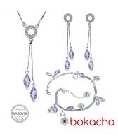 Бижута AMIKOS със SWAROVSKI® MARQUISE, Lavender- Лилав цвят, Колие, обеци и гривна,  Код PR S639-3
