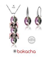 Бижута с кристали Swarovski® OVAL Vitrail Light** VL, Лилаво-зелен, Колие и обеци 8мм, Код PR S382