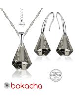 Бижута с кристали Swarovski® RAINDROP 14мм Satin**, Прозрачно черен, Колие  и Обеци 14мм,  Код PR S453B