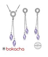Бижута AMIKOS със SWAROVSKI® MARQUISE 10мм, Lavender- Лилав, Колие с обеци,  Код PR S639