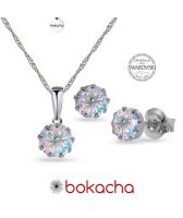 Бижута с кристали Swarovski® CHATON, 9 и 7 мм, Crystal, Бял цвят, Колие и Обеци, Код PR S616 