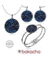 Бижута с кристали Swarovski® CRYSTAL ROCK Bermuda Blue BBL - Син, Колие, Обеци и Гривна, Код PR S440B-3