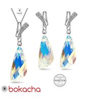 Бижута FAITH Swarovski® Wing, Crystal Aurore Boreale** AB, Колие и Обеци, Код PR S483