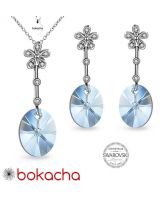 Бижута FLOWER SWAROVSKI® OVAL Blue Shade**, Син, Колие и обеци 12мм, Код PR S477