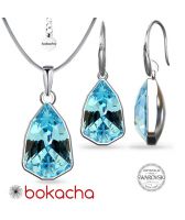 Бижута с кристали SWAROVSKI® SLIM TRILLIANT Aquamarine, Син цвят, Колие и обеци Код PR S630A