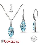 Бижута с кристали SWAROVSKI® MARQUISE Aquamarine, Син цвят, Колие и обеци Код PR S654A
