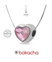 Колие РОМАНТИЧНА ЛЮБОВ с талисман Swarovski® PAVE BEADS, Rosaline- Розов, Неръждаема Стомана, Код PR N692