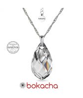 Колие с кристали SWAROVSKI® MET CAP PEAR 18мм Crystal, Бял цвят, Код PR N667