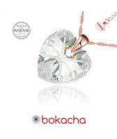 Колие с кристали Swarovski® GOLD HEART Crystal 14 мм, Бял цвят, Код PR N433