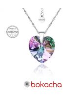 Колие с кристали Swarovski® BIG HEART Vitrail Light** VL 18 мм, Лилаво-зелен, Код PR N033 