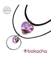 Чоукър колие Charming Choker Swarovski® HEART Vitrail Light** VL 10мм, Лилаво-зелен цвят, Код PR N508