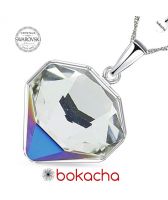 Колие с кристали Swarovski® TILTED CHATON Crystal, Бял цвят, Код PR N543