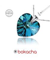 Колие с кристали Swarovski® HEART Bermuda Blue BBL 14 мм, Син цвят, Код PR N002B 