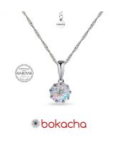 Колие с кристали SWAROVSKI® CHATON 7мм, Crystal Aurore Boreale** AB, Бял цвят, Код PR N616