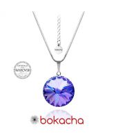Колие с кристали Swarovski® RIVOLI 12мм, Heliotrope** HEL АВ, Тъмно син цвят, Код PR N022