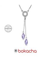 Колие с кристали SWAROVSKI® AMIKOS MARQUISE 10мм Lavender- Лилав цвят, Код PR N639