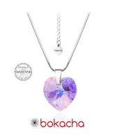 Колие с кристали Swarovski® HEART 14мм, Violet AB - Светло лилав, Код PR N011