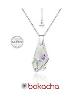 Колие с кристали Swarovski® POLYGON DROP 17мм Crystal Aurore Boreale** AB, Бял, Код PR N091