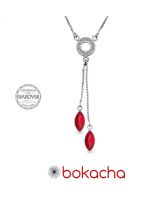 Колие с кристали SWAROVSKI® AMIKOS MARQUISE 10мм Light Siam АВ - Червен, Код PR N638