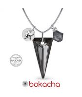 Колие STAR с кристали SWAROVSKI® SPIKE 18мм с две лица- Rainbow Dark - Многоцветен и Silver Night** AB- Черен, Код PR N579