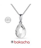 Колие с кристали SWAROVSKI® PEAR 14мм, Crystal, Бял, Код PR N573