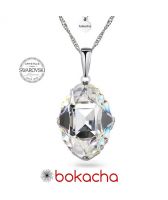 Колие с кристали SWAROVSKI® OVAL TRIBE 14мм, Crystal AB, Бял, Код PR N562