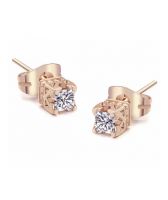 Обеци РИТА с кристален цирконий и 18К Розово Злато, Zerga Brand, Код ZG E006