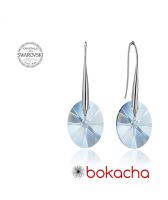 Обеци с кристали Swarovski® OVAL 12мм Blue Shade**, Син, Код PR E150