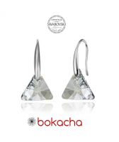 Обеци с кристали Swarovski® TRIANGLE, Crystal**, Бял, 12мм, Код PR E353-A
