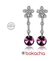 Обеци FLOWER SWAROVSKI® RIVOLI 8мм Ametyst АВ, Лилав Аметист, Код PR E311