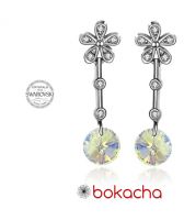 Обеци FLOWER SWAROVSKI® RIVOLI 8мм Crystal Aurore Boreale** AB, Бял, Код PR E310