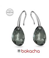 Обеци с кристали Swarovski® RADIOLARIAN 18мм Silver Night** AB - Черен, Код PR E494