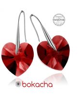 Обеци с кристали Swarovski® BIG HEART Light Siam АВ 14 мм, Червен цвят, Код PR E035B