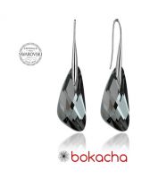 Обеци с кристали Swarovski® WING 23мм Silver Night** AB - Черен, Код PR E088