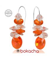 Обеци с кристали Swarovski® OVAL STRING Astral Pink**, Оранжев, Код PR E406