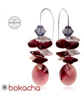Обеци с кристали Swarovski® OVAL STRING Ametyst АВ**, Лилав, Код PR E405