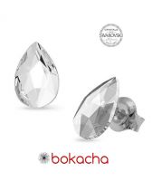 Обеци на винт с кристали SWAROVSKI® PEAR 14мм, Crystal, Бял, Код PR E573