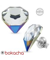 Обеци с кристали Swarovski® TILTED CHATON Crystal, Бял цвят, Код PR E543