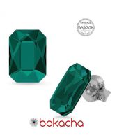 Обеци украсени със SWAROVSKI® EMERALD 14мм Emerald, Зелен, Код PR E585