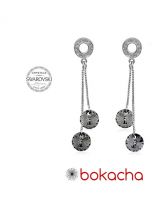 Обеци AMIKOS SWAROVSKI® RIVOLI Light Chrome, Сив, 8мм, Код PR E458