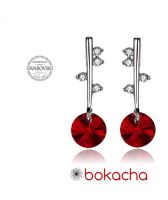 Обеци POINT SWAROVSKI® RIVOLI Light Siam АВ - Червен, Код PR E302