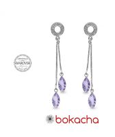 Обеци декорирани със SWAROVSKI® AMIKOS MARQUISE 10мм, Lavender- Лилав цвят, Код PR E639