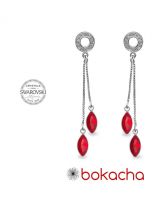 Обеци декорирани със SWAROVSKI® AMIKOS MARQUISE 10мм Light Siam АВ - Червен, Код PR E638